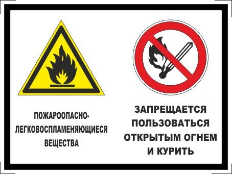 Пожароопасно - легковоспламеняющиеся вещества. запрещается пользоваться открытым огнем и курить