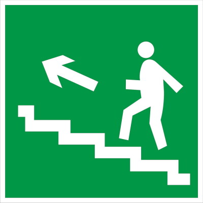 Направление к эвакуационному выходу по лестнице вверх  (левосторонний)