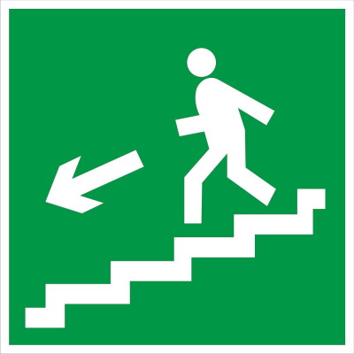 Направление к эвакуационному выходу по лестнице вниз (левосторонний)