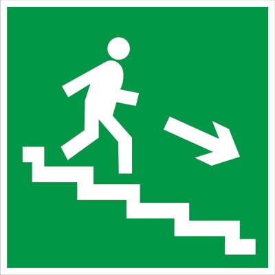 Направление к эвакуационному выходу по лестнице вниз (правосторонний)