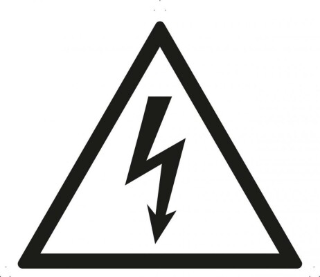 Опасность поражения электрическим током (черно-белый)